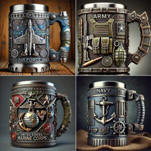 Military-Inspired 3D Mug, 10 oz Army Themed Coffee Cup Gift for Veterans